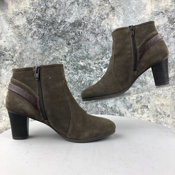 GH Bass & Co Women's Size 8M Ayda Brown Suede Side Zip High Heel Ankle Booties - Picture 8 of 12